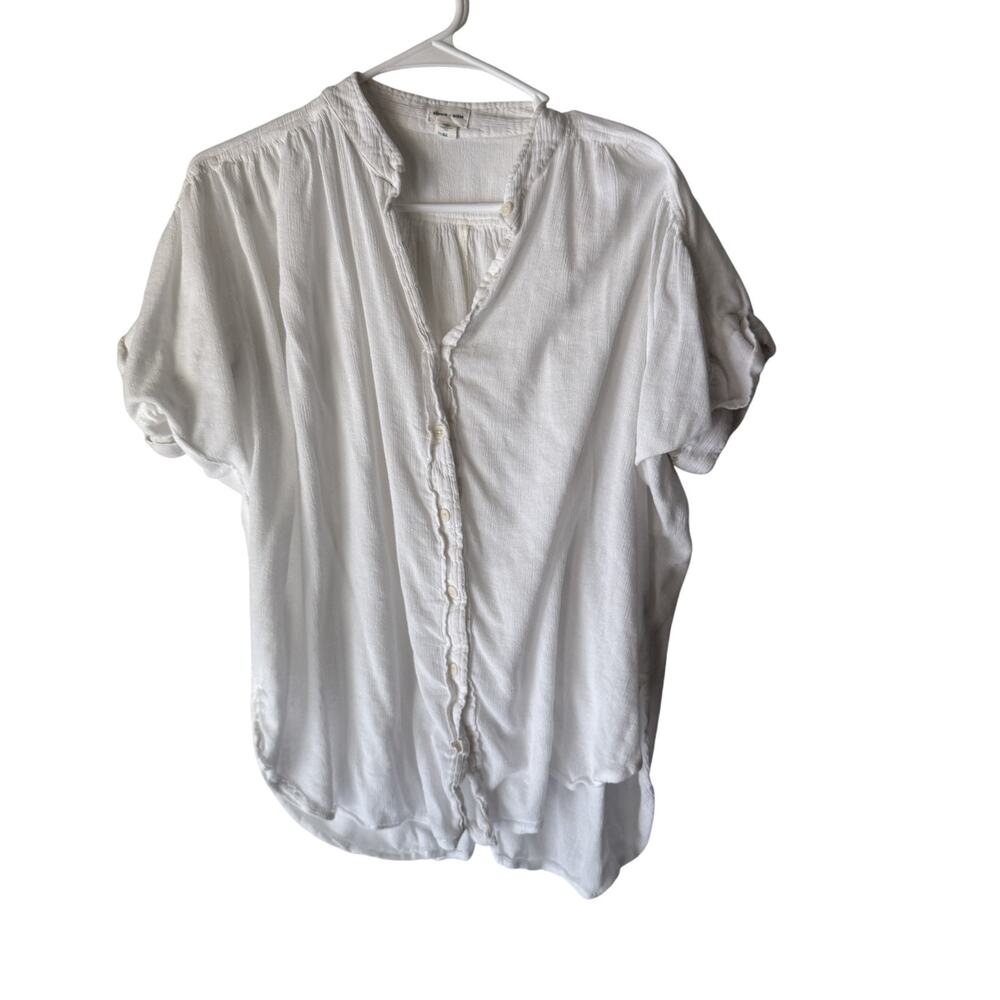 Silence + Noise Shirt Womens Medium Button Front Short Sleeve Cottage Peasant